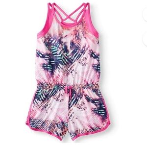 Pink Tropical Print Kids Romper